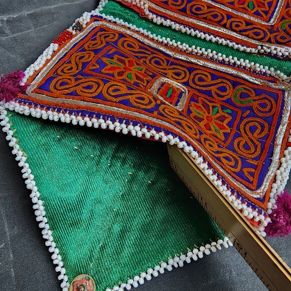 Kuchi Embroidered Pouch Wallet Central Asian Handmade Beaded Dual Pocket - Picture 6 of 8